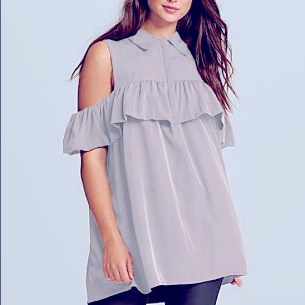 AX PARIS CURVE cold shoulder Dress Shirt
